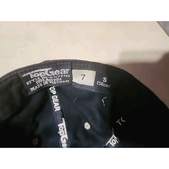 Top Gear Skull Fitted Hat Y2K Era Size 7 Black Tan - Picture 7 of 7